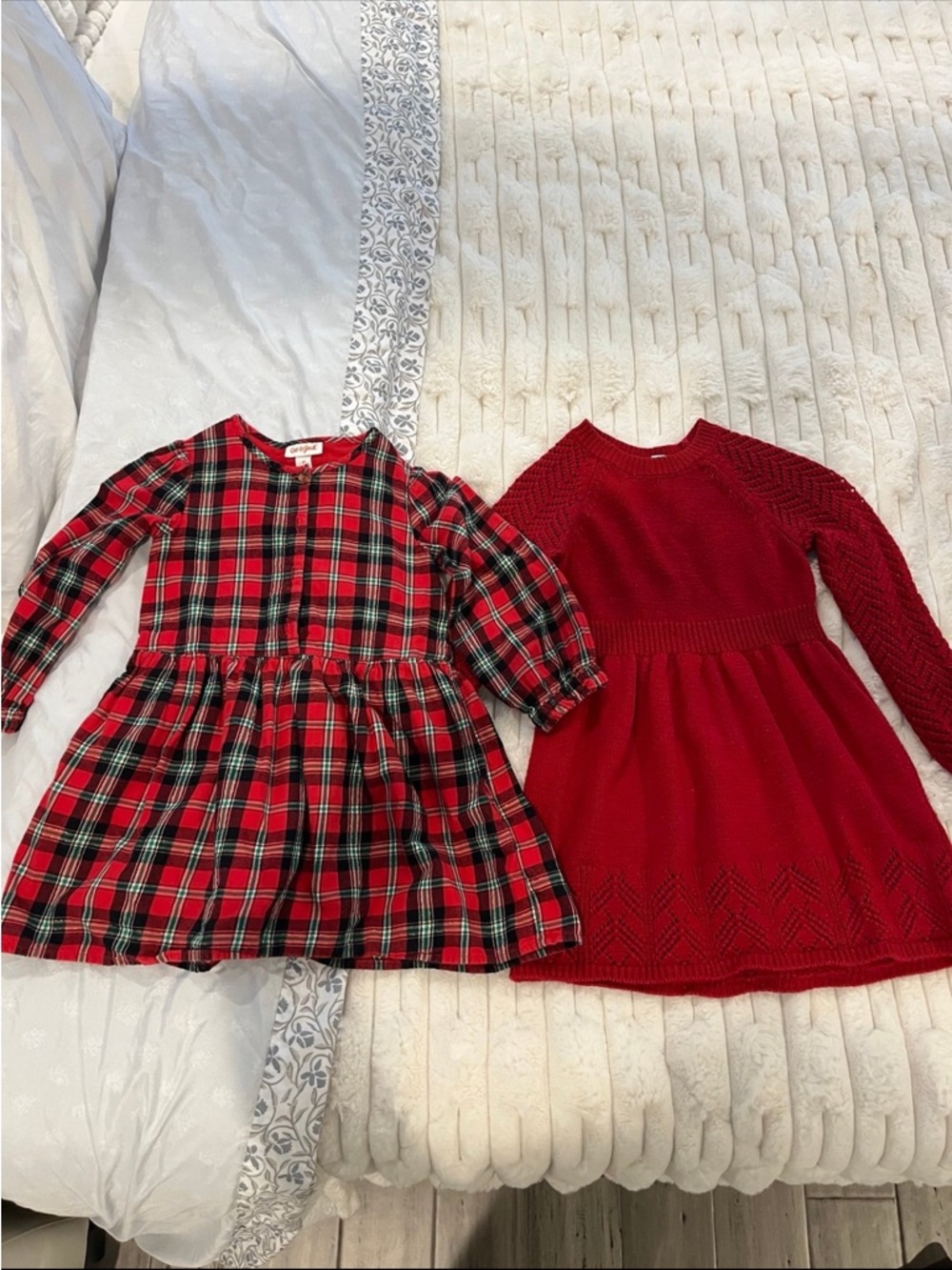 Cat & Jack Red Plaid Dress and Solid Red Knit Girls' Set